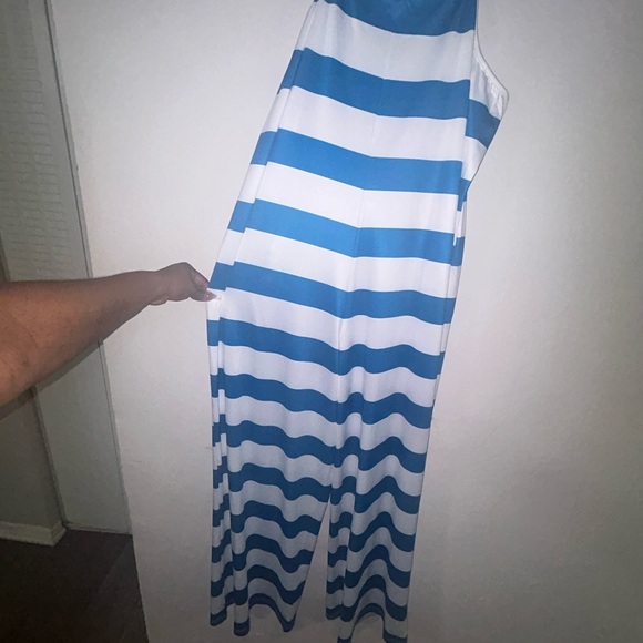 Blue and White Striped Jumpsuit - Picture 4 of 5